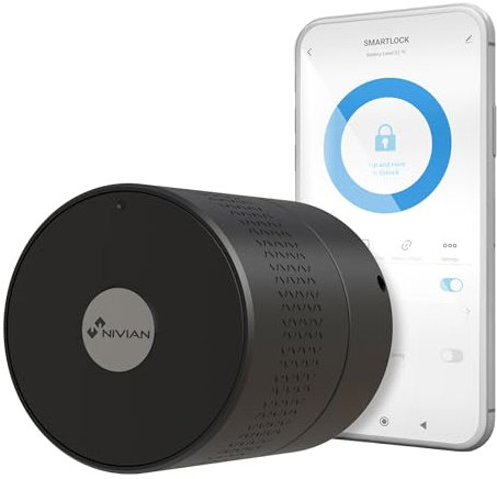 Nivian Cerradura Inteligente Bluetooth, Apertura Remota sin Llave, Creación de Llaves Virtuales Temporales, Función Autocierre, Instalación Fácil (NV-SMARTLOCK)