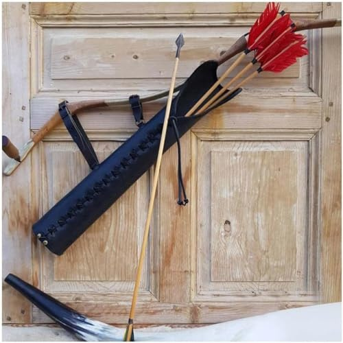 Vnook Support D'arc De Carquois De Flèche Vintage En Cuir PU Cosplay Archer Hunter Accessoires De GN Steampunk Style Médiéval Arc Classique Sac De Tir De Chasse For Cosplay Hallowee(Red-brown)