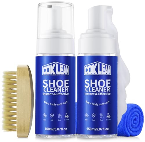 Coklean Shoe Cleaner Kit, White Sneaker Cleaner Kit for Tennis Shoes, Running, Golf, PU, Nubuck,Sole, Foam Shoe Cleaning Kit, Blue, Standard