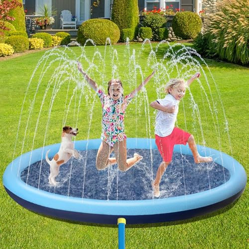 BUOAZR Water Jet Toy for Children Toys, 170 cm icke-halkspray matta, 0,55 mm anti-skifttjocklek, sprinklerstänk, sommar yttre vattenspel för barn