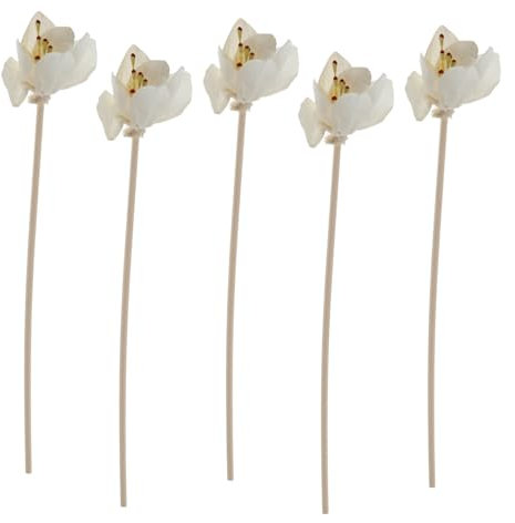 Alipis 5 Varillas de Ratán en Forma de Flor para Aromaterapia, Accesorio Decorativo Blanco, Recambio para Salón y Dormitorio