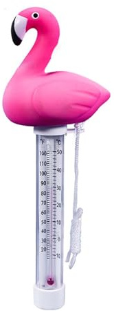 Flamingo Pool Thermometer Easy to Read, Funny Prank Thermometers, Dual-Scale Fahrenheit/Celsius Sun-Resistant Design Prank Gift, Floating Poop Pool Thermometer (Flamingo)