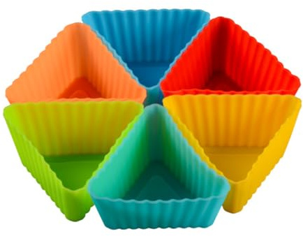 Moule Silicone Triangle pour Cupcake, Réutilisable, Orange | Usage Micro-ondes, Résistance Acide et Alcaline, pour Pâtisserie Maison et Marzipan Couleur Aléatoire