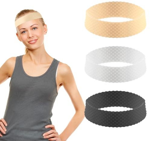 Bewudy 3 PCS Adjustable Silicone Wig Headband Grip, Women Men Wig Grip Band Adjustable Elastic Fixed Non-Slip Wigs Straps (Skin Color)