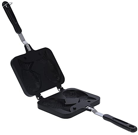 Taiyaki Fish‑Shaped Waffle Cake Maker Pan Non‑Stick Double Mold Fish Maker, Shaped Cones, Electric Japanese Iron Pan, Nonstick Coating, 3 Mold, Cooking Plate for Food Stores