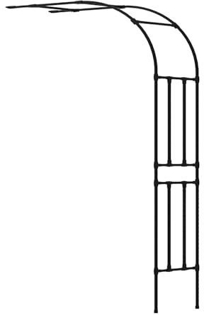 Arche de Jardin Demi-côté, Metal Arceau Tuteur, Pergola Tonnelle de Jardin Robuste, Cadre en Acier, Demi-Arc pour Plantes Grimpantes, Roses 90 120 150 180 200 220 240cm(Black,W90 x H240cm)