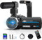 Caméscope 4K 80MP HD Caméra Vidéo pour YouTube, 30FPS Webcam à Vision Nocturne IR Caméra, Zoom Numérique 18X de à Écran IPS 3.0 270° Vlogging Camera avec Carte SD,2 Piles,Télécommande et Stabilisateur