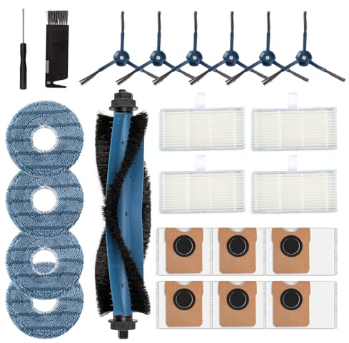 23PCS Omni C20 Accessories for Eufy Omni C20 Vacuum Cleaner – Includes 6 Dust Bags C20, 1 Main Brush, 4 Robot Vacuum Mop, 6 Side Brushes, 4 Filters, 1 Cleaning Tool & 1 Screwdriver – C20 Accessories