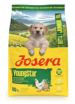 JOSERA Junior YoungStar, pollo e patate (1 x 3 kg), cibo secco di alta qualità per cani in crescita, cibo per cuccioli per razze medie e grandi per una fornitura ottimale, senza cereali, confezione da