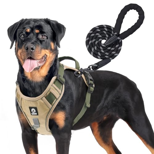 Large Dog Harness and Lead Set, Anti Pull Dog Harness Dogs Leads for Large Dogs Harnesses Training Easy Control Pet Vest with Thickened Padded Vest for Large Dog
