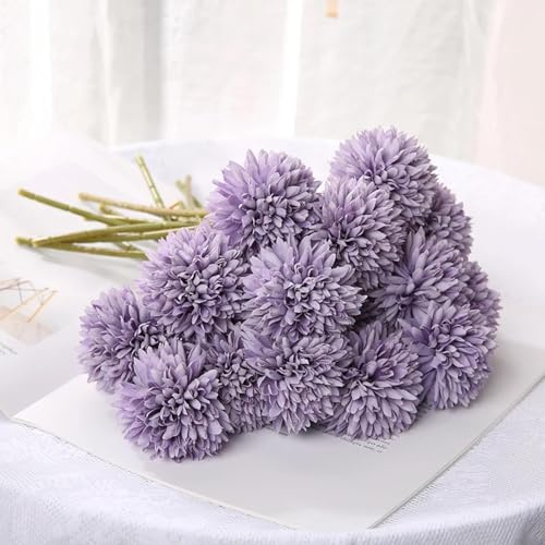 LIJUCAI Bouquet di fiori artificiali di ortensia per la casa, la camera da letto, la decorazione di nozze, vasi artigianali, accessori per composizioni floreali (3 pezzi/viola)