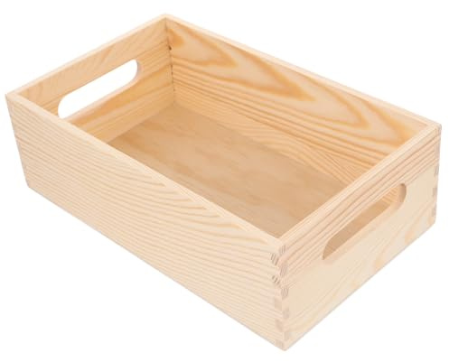 Schreibtischbox, Kleine Holzkiste für Aufbewahrung | Khaki, mit Seitlichen Griffen, für Desktop und Sortierung Verschiedener Kleinteile