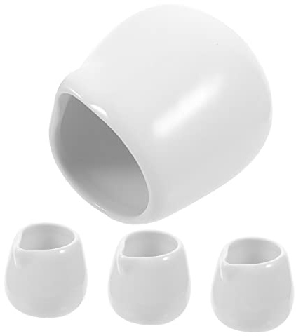 ULTECHNOVO 4 Piezas Mini Jarritas de Cerámica Blanca sin Asa para Salsa Leche y Café Dispensador Resistente para Restaurantes y Uso Doméstico