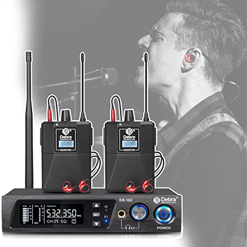 DEEguess Audio Whole Metal Wireless In Ear Monitor System, Mit Sender Und 2 TaschenempfäNgern, FüR Stage Band Performance Bar Dj