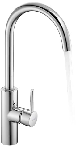 VEVOR Touchless Kitchen Bar Sink Faucet, Single Handle Automatic Motion Sensor Bathroom Faucet, Hands-Free Adjustable Cold Hot Water Mixer Flexible Swivel for 9/16 in Pipe,Chrome Plated Silver