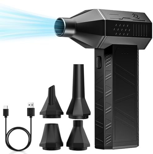 Uadme Soffiatore Portatile, 110000RPM Aria Compressa Elettrico Rimuovi Polvere, 3 Velocità Mini Aspiratori ad Aria Compressa per Tastiera, Auto, Esterno