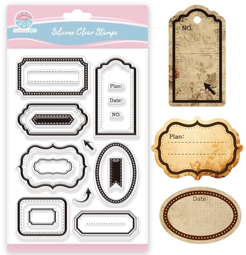 GLOBLELAND Etikettenrahmen Transparenter Stempel Für Scrapbooking Ticket Silikonstempel Lesezeichen Transparenter Stempel Für Die Kartenherstellung DIY Prägung Journaling
