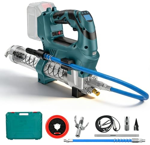 Hocomay Akku Fettpresse, 12000 PSI, Kompatibel mit Makita 18V Batterie(ohne Akku), mit 60cm Hochdruckschlauch, Digitalanzeige, Quantitative Funktion, für LKWs, DIY, BAU und Bauernhöfe