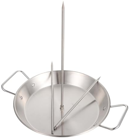 Hemobllo Griglia verticale in acciaio inox con spiedo rimovibile, per arrosti, facile da smontare, per barbecue all'aperto