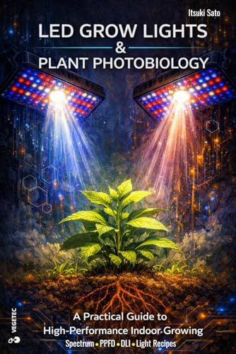 Led grow lights & Plant photobiology: A practical guide to high-performance indoor growing. Spectrum · PPFD · DLI · Light recipes