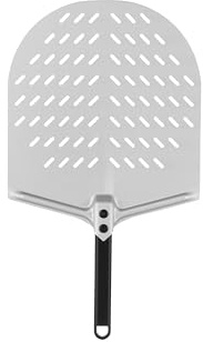 Generico Pala per Pizza Forata Professionale in Alluminio Anodizzato - Diametro 33 cm, Manico Corto 25 cm