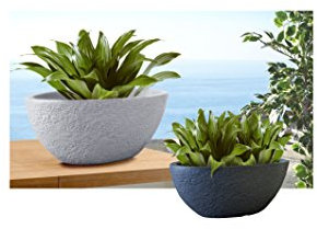 Lienbacher Pflanzschale STONE, oval, 60 x 35 x 23 cm, anthrazit (Blumenschale, Blumengefäß, Blumentopf, Pflanzgefäß, Pflanzengefäß, Steinoptik)