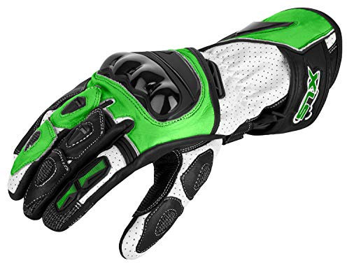 XLS Motorradhandschuhe Leder mit Protektoren in Kawa Grün (M)