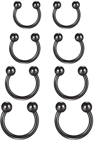 Funseedrr Hufeisen Nasenpiercing Lippenpiercing Septum Ring Set Edelstahl 1,2mm Nase Lippe Ohrring Piercing Schmuck(6-12mm Durchmesser)