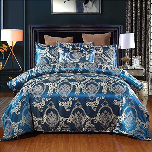 HNHDDZ Parures de lit Adulte 2 Personne Housse de Couette Jacquard Satin Style Européen Rétro Totem Élégant Literie 3 Pièces, Lisse, Doux, Confortable, Polyester (F, 240x220 cm)