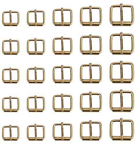 Coolty 75 Stück Metall-Rollschnallen, Gürtel Hardware Dornschließe für Taschen Ledergürtel Hand DIY Zubehör, 5 Größen - 13mm/16mm/20mm/25mm/32mm (Bronze)