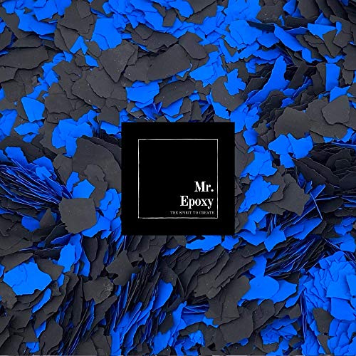 Mr. Epoxy Farbchips für Bodenbeschichtung (2 kg, Mix Blau/Schwarz) - Epoxidharz Deko Chips - Terrazzo Flakes (Farb Chips) für Garagenböden, Keller & Werkstatt