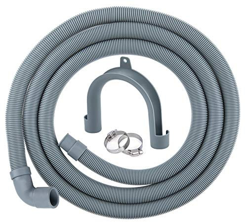Manguera de Lavadora 2.5m, ilauke Tubo Desague Lavadora con 2 Abrazaderas y 1 Soporte de U para Lavadoras Flexibles, Kit de de Extensión Manguera Universal de Repuesto para Lavadora y Lavavajillas