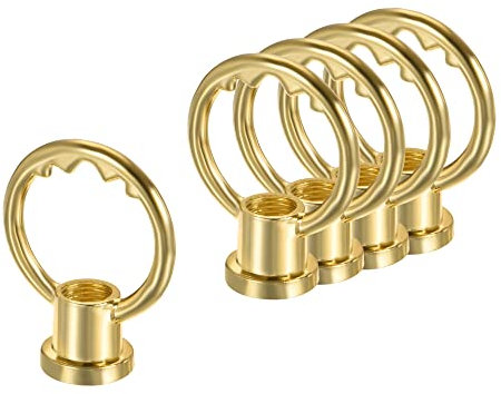 sourcing map Eye Nut 5kg Max Load M10 Thread Ring Shape Female Loop for Hanging Lamp Chandelier, Brass Tone Pack of 5