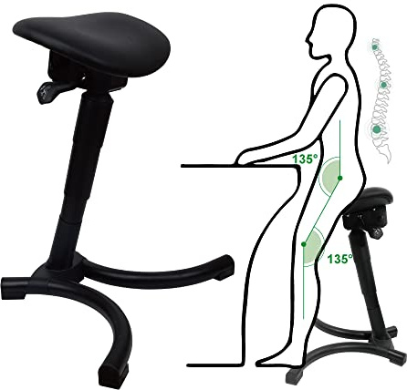 Taburete de trabajo ergonómico de pie que reduce la fatiga, altura ajustable, 60 cm ~ 85 cm, asiento de vinilo ultra suave