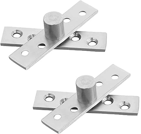 2 Pcs Center Pivot Hinges 360 Degree Rotation Door Pivot | Silver, Durable Stainless Steel Hidden Hinges for Cabinet Window