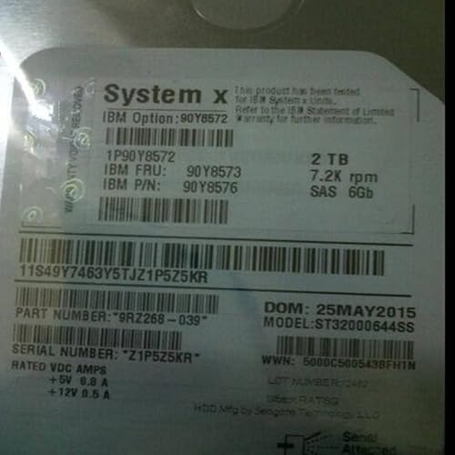 MIDTY HDD für 3650 M4 M5 2TB 3,5 Zoll SAS 64MB 7200RPM für interne Festplatte für Server HDD für 90Y8573 90Y8576 90Y8572