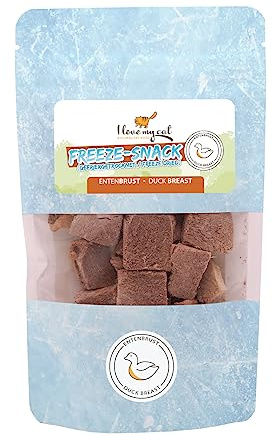 I Love My Cat Freeze-Snack für Katzen mit Entenbrust – 25 g – Gefriergetrocknete Leckerlis, Getreidefrei, Kohlenhydratarm & Leicht Verdaulich – Unterstützt den Muskelaufbau