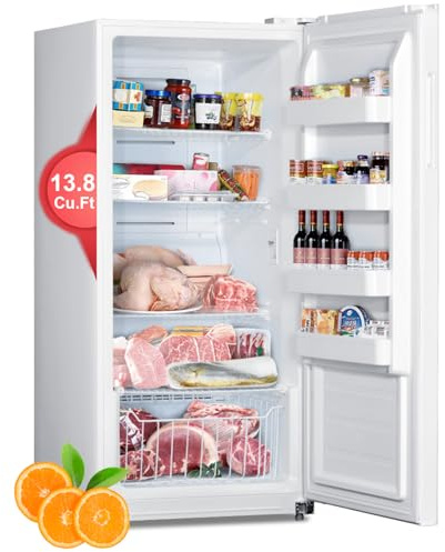 Smad Upright Freezer 13.8 Cu Ft, Frost Free Stand Up Freezer, Convertible Fridge/Freezer, Freestanding, White