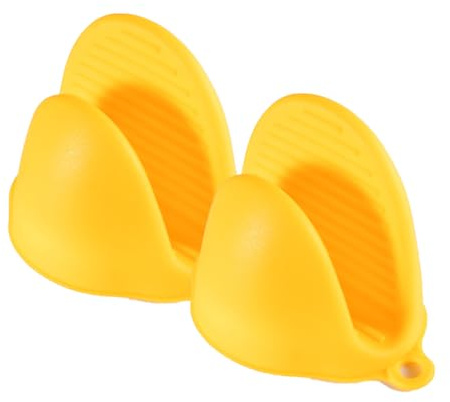 TopHomer 1 paire de gants de cuisine en silicone, mini gants de cuisine épais, résistants à la chaleur, couverture anti-pincement pour la cuisine, la pâtisserie et les grillades – Jaune