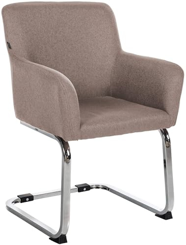 CLP Stuhl Puka I Gepolsterter Freischwinger I Edelstahl-Gestell Farbe Taupe Material Stoff
