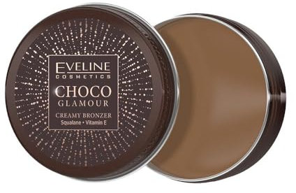 Eveline Cosmetics Choco Glamour Cream Bronzer mit Squalan und Vitamin E - Einfaches Verblenden, Feuchtigkeitsspendend & Pflegend - 30g