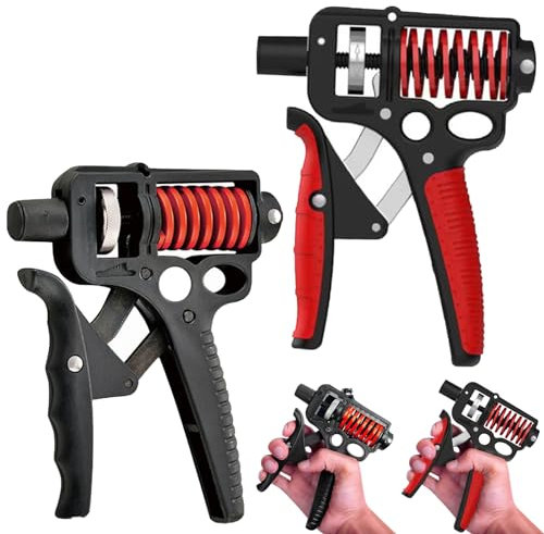 2 Set Handtrainer Fingertrainer 5-165kg, Handtrainer Unterarmtrainer, Fingertrainer Einstellbarer Widerstand, Griffkraft Trainer Trainingsset,Hand Unterarm Finger Trainingsgerät (Schwarz+Rot)