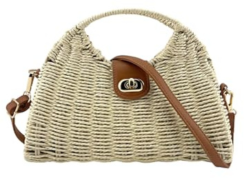 MODELISA - Bolso Bandolera Rafia Paja Hombro Y Mano Playa Mujer (Beige)