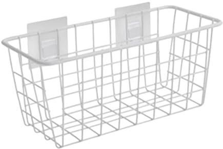 Milageto Metallkörbe Wandaufhängung, Badezimmerkorb-Organizer, Drahtkörbe Wandaufhängung, hängende Obstkörbe Netz-Aufbewahrungsregal für Küche, Badezimmer, Schränke, Obstsnacks, Weiß 28 x 12 x 12 cm