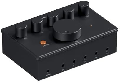 Fosi Audio PH05 Amplificatore per Cuffie a 5 Canali Stereo Compatto, Supporta IEM ad Alta Impedenza da 16-300 Ohm, per Mixer da Studio Musicale, Condivisione Audio, Monitor per Podcast