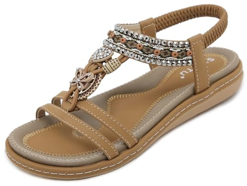 ZDQ Sandales Femme Été Confortable Plate Chaussures | Semelles en caoutchouc|Fabrication de bijoux|Couture de précision|Bandes élastiques|Repose-pieds