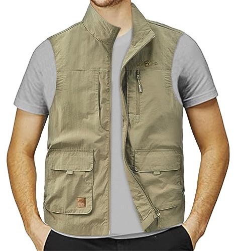 Mymyguoe Arbeitsweste Herren Sommer Leichte Weste Anglerweste Weste Outdoor Mit Vielen Taschen Herrenwesten Sportlich Trekking Wander Weste Freizeit Jagdwesten Schnelltrocknend Safariweste