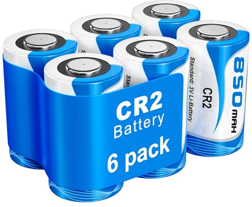 CR2 battery, CR2 3V lithium battery, standard 850 mAh capacity, can be used for golf rangefinders, smoke detectors, alarm systems,Photo Flash and Flashlights (6 pack)