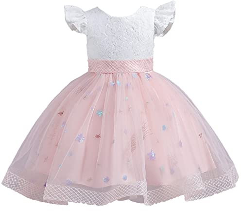 Kleider für Mädchen Sommer Stilvolle Schöne Kinder Kleinkind Baby Frühling Sommer Druck Cosplay Rüschen Kurzarm Prinzessin Kleid Cosplay Rüschen Ärmellos Mädchen Kleider Hochzeit (5-6 Years)