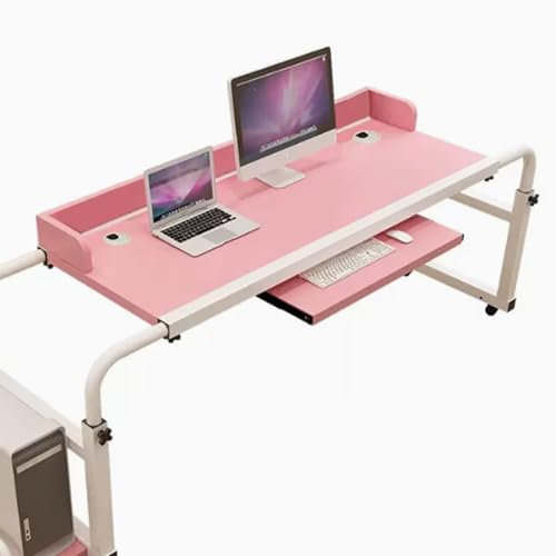 Betttisch mit Rollen, höhenverstellbarer Betttisch – über dem Betttisch für bequemes Arbeiten und Freizeit von zu Hause aus – einfach zu bewegen und zu verwenden